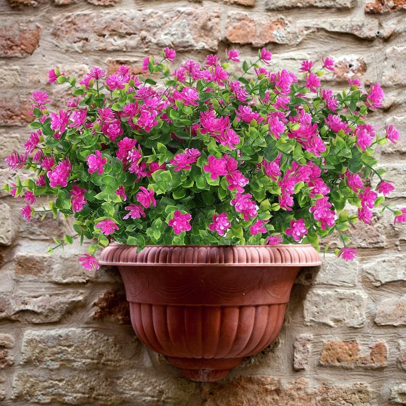 ZWYOQI 8 Bundles Artificial Flowers Outdoor Fake Mums UV Resistant Plastic Flowers Faux Plants Indoor Outside Garden Porch Patio Window Box Wedding Home DÃ©cor (Pink/8pcs) - Image 4